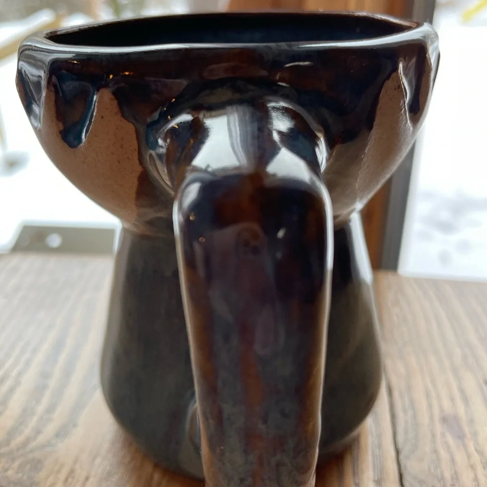 Moose Stoneware Pottery Mug Hand Painted RAD Design Birchstone Studios Maine USA - Picture 5 of 9